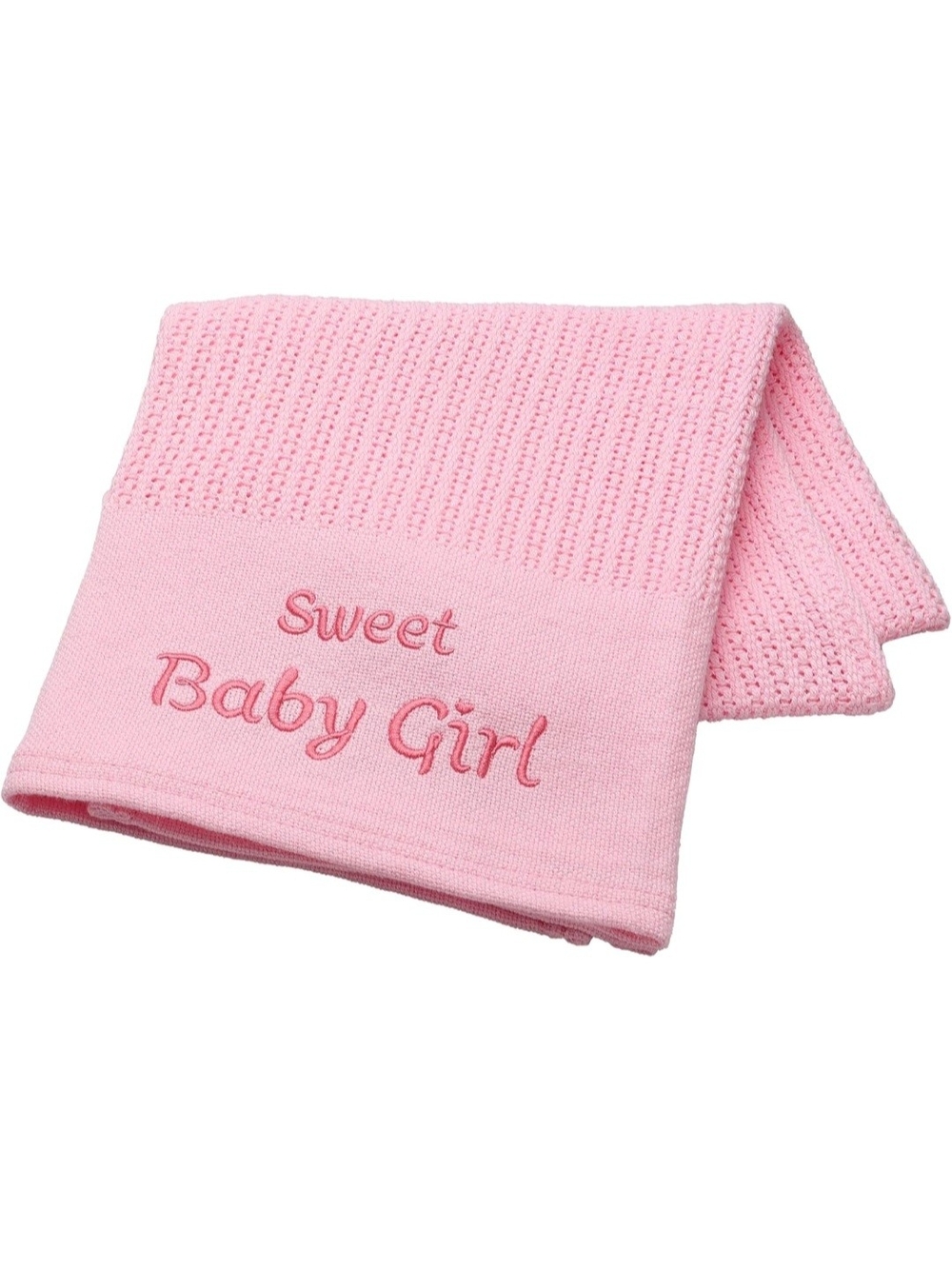 Sweet Baby Girl Pink Knitted Baby Blanket Soft Waffle Knit Receiving Blanket